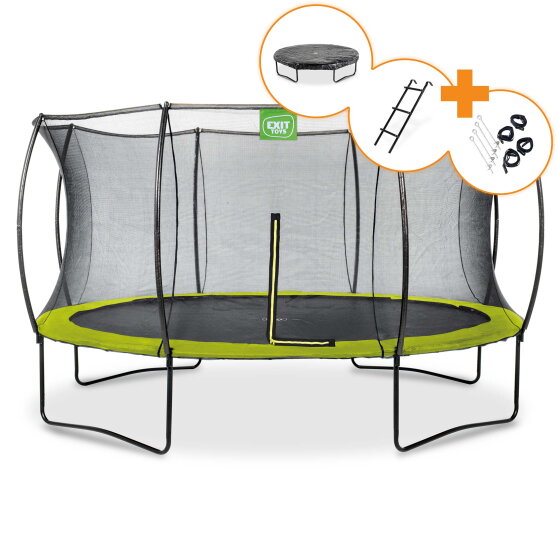 Trampoline EXIT Silhouette ø427cm - vert + kit d’accessoires offert