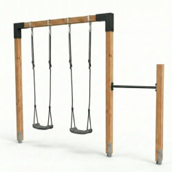 EXIT Linea 85 Balançoire double en bois avec barre fixe