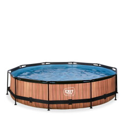 Piscine EXIT Wood ø360x76cm avec pompe filtrante - marron